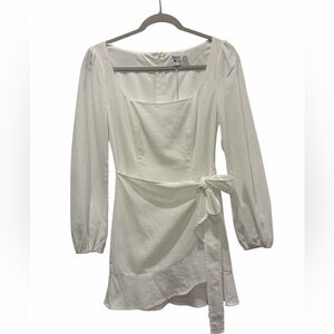 NWT Princess Polly The Villa White Long Sleeve Mini Dress (4) FLAW Old Money